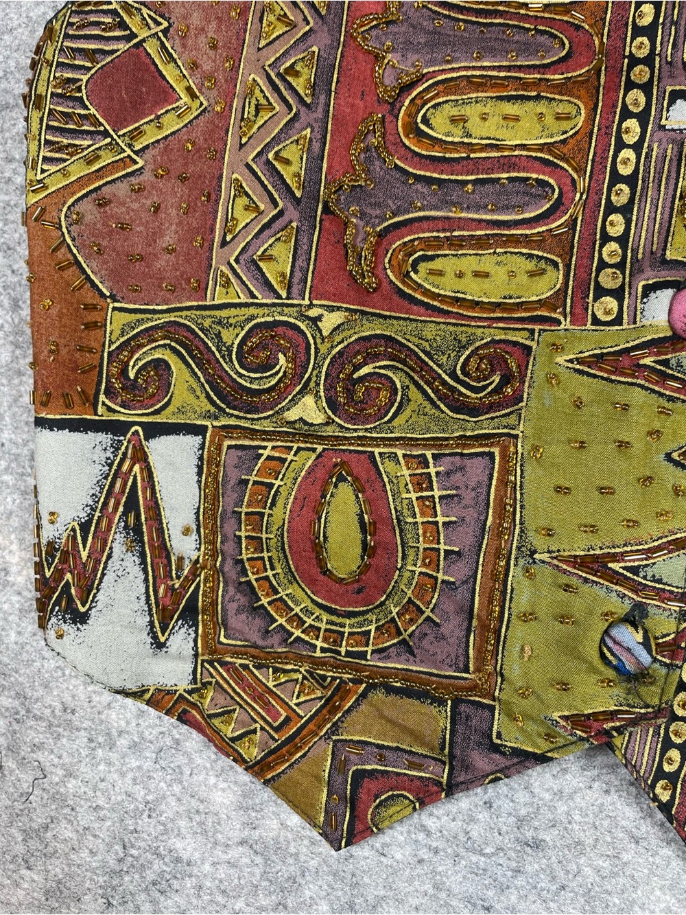 Vintage Eclectic Aztec Print Vest Western Vest Boho Festival Artsy Layer Country - Picture 5 of 15